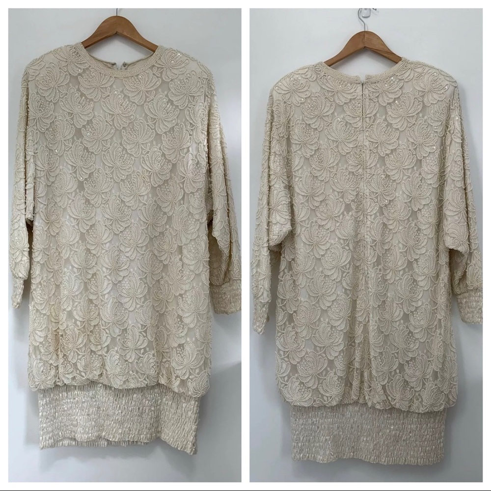 Vintage Judith Ann creations ivory beaded dress